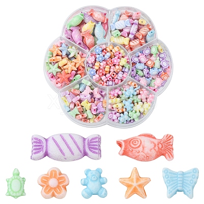 260Pcs 7 Style Craft Style Acrylic Beads MACR-FS0001-38-1
