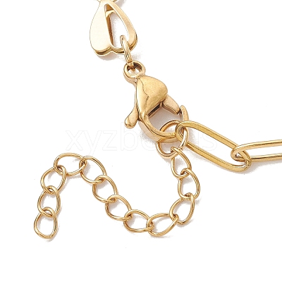 2Pcs 304 Stainless Steel Asymmetric Heart Link Chains Bracelets BJEW-JB13510-1