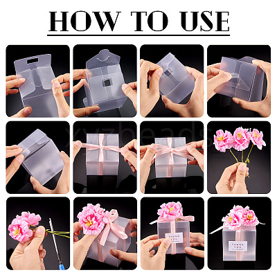 Clear PVC Candy Gift Packaging Boxes with Ribbon & Artificial Flower CON-TAC0001-20A-1
