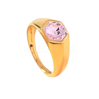 304 Stainless Steel with Cubic Zirconia Finger Rings FS-WG76F9A-27-1