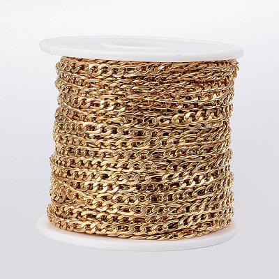 Ion Plating(IP) 304 Stainless Steel Figaro Chains CHS-H009-32G-1
