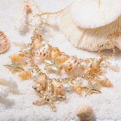 Trendy Shell Bib Beach Necklaces NJEW-PH0001-01-1