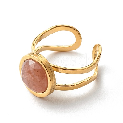 Natural Mixed Gemstone Cuff Ring RJEW-JR00365-1