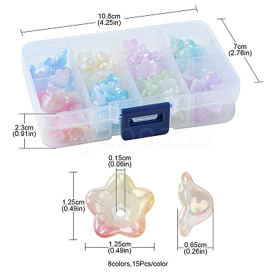 120Pcs 8 Colors UV Plating Iridescent Acrylic Bead Caps OACR-FS0001-64-1