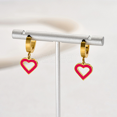 201 Stainless Steel Minimalist Heart-shaped Earrings for Women Vacation Date Casual Gift WC5302-1