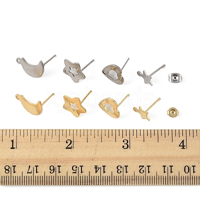 16Pcs 8 Styles 304 Stainless Steel Stud Earring Findings STAS-FS0001-86-1