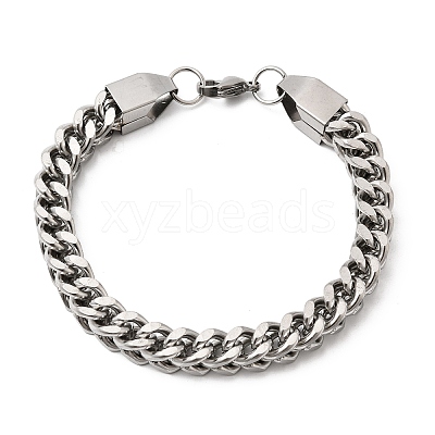 201 Stainless Steel Curb Chain Bracelets for Men STAS-T077-09P-1
