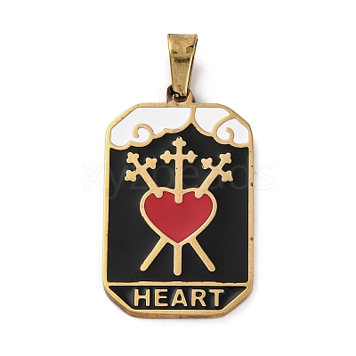 Ion Plating(IP) 304 Stainless Steel Enamel Pendants STAS-Q003-01G-020-1