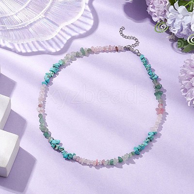 Natural Howlite & Apatite & Quartz Crystal Chip Beaded Necklaces NJEW-JN05099-05-1