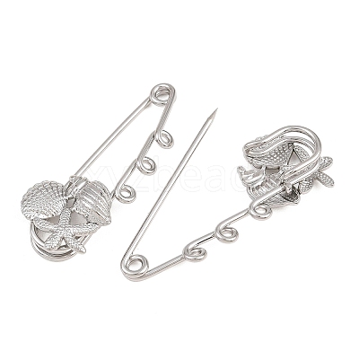 Shell Shape 304 Stainless Steel Safety Pins Brooch Findings SA-CBA098D-16J-P03-1