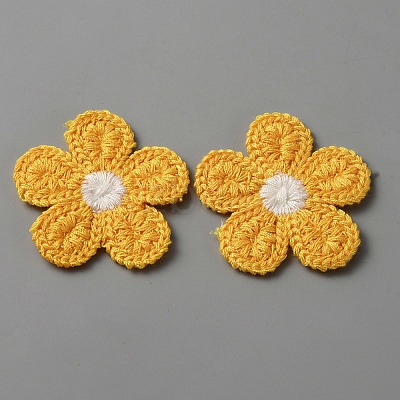 5-Petal Flower Shape Two Tone Crochet Appliques DIY-WH0399-61B-1