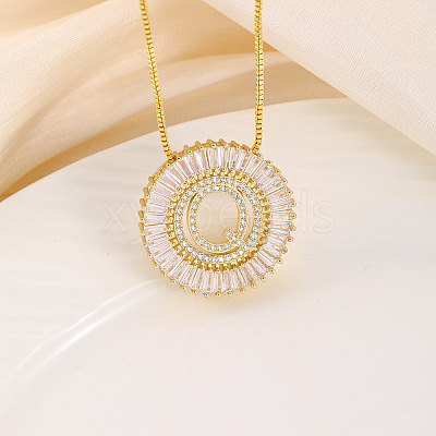 Brass Pave Clear Cubic Zirconia Ring with Letter Pendant Box Chain Necklaces FS-WG44D8C-17-1