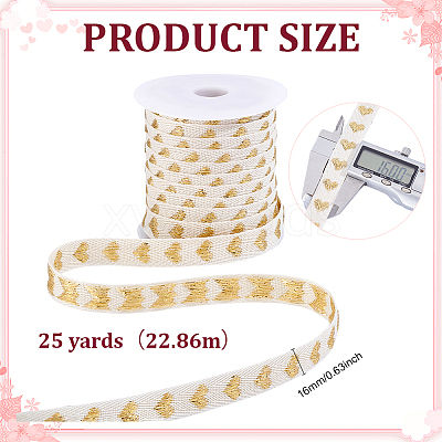 25 Yards Heart Pattern Cotton Ribbons SRIB-BC0001-48B-1