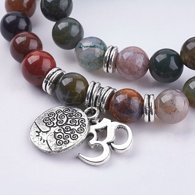 Natural Indian Agate Wrap Bracelets BJEW-E329-06E-1