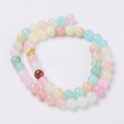 Natural Colorful Green Jade Beads Strands X-G-G757-01-12mm-1