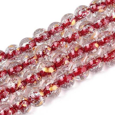 Crackle Transparent Glass Beads Strands GLAA-N030-8mm-01H-1