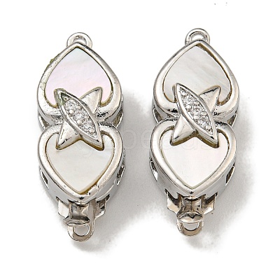 Brass Micro Pave Clear Cubic Zirconia Box Clasps KK-U037-14P-1