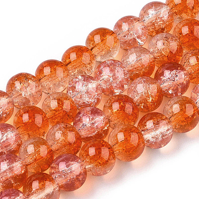 Transparent Crackle Baking Paint Glass Beads Strands DGLA-T003-01B-11-1