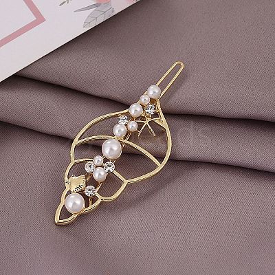 Plastic Imitation Pearl & Alloy Rhinestone Hair Barrettes AJEW-A056-03D-1