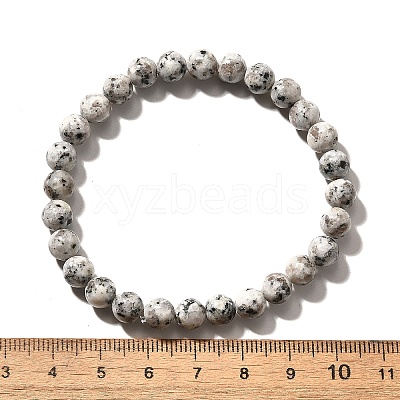 Natural Sesame Jasper/Kiwi Jasper Bead Stretch Bracelets BJEW-K212-A-033-1