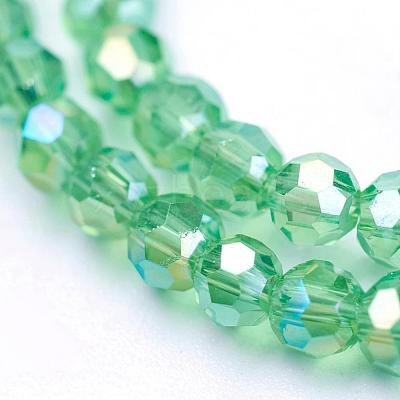 Faceted(32 Facets) Round Electroplate AB Color Plated Glass Beads Strands X-EGLA-D021-33-1