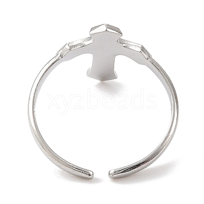 304 Stainless Steel Enamel Open Cuff Rings for Women RJEW-F166-54P-02-1