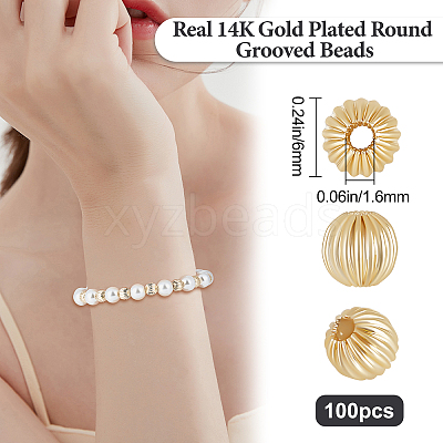 100Pcs Brass Grooved Beads KK-BBC0003-83-1