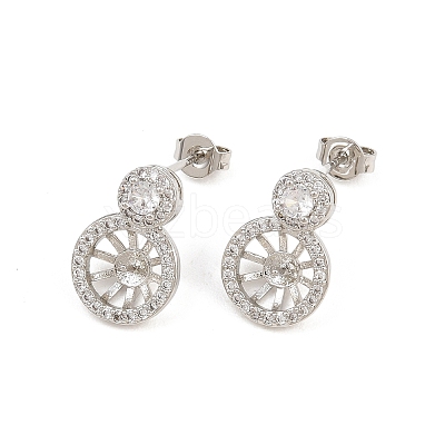 Brass Micro Pave Cubic Zirconia Stud Earring Findings CU-CBAA5EE-02P-1