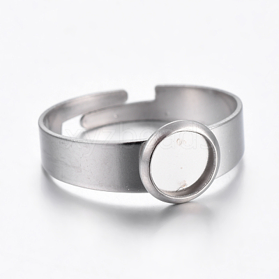 Tarnish Resistant Adjustable 304 Stainless Steel Finger Rings Components X-STAS-G187-01P-6mm-1