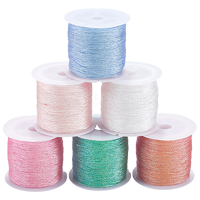 6 Rolls 6 Colors Polyester Braided Cord WCOR-CY0001-02B-1