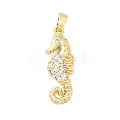 Brass Micro Pave Clear Cubic Zirconia Pendants KK-G542-02G-01-1