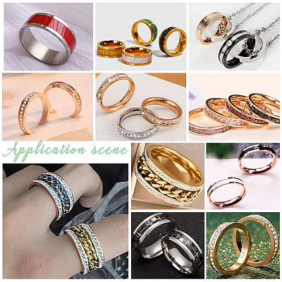 14pcs 7 size Unisex Stainless Steel Grooved Finger Ring Sets RJEW-UN0002-65EB-1