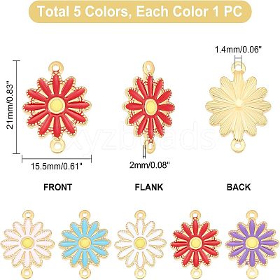 5Pcs 5 Style Ion Plating(IP) 304 Stainless Steel Enamel Connector Charms STAS-UN0036-97-1