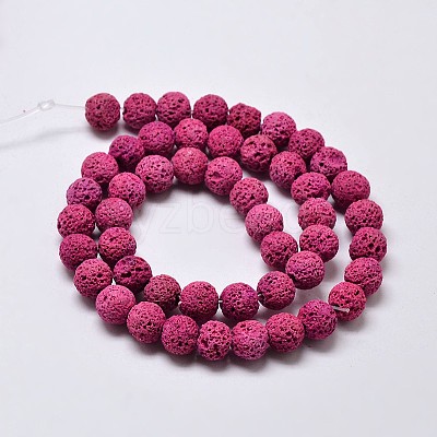 Natural Lava Rock Round Bead Strands G-I124-6mm-05-1