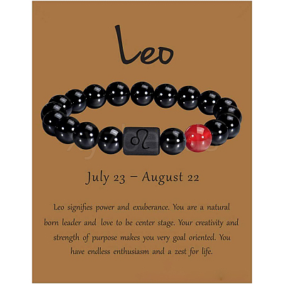 12 Constellation Natural Round Carnelian Beads Stretch Bracelets WGD22B0-11-1