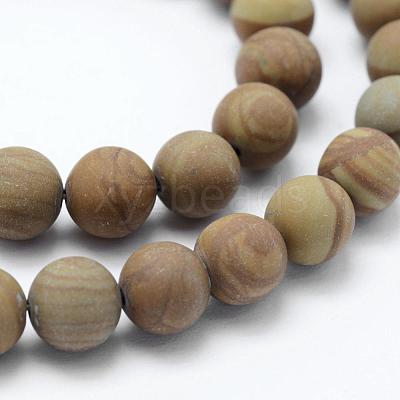 Natural Wood Lace Stone Wooden Jasper Beads Strands G-F518-21-8mm-1