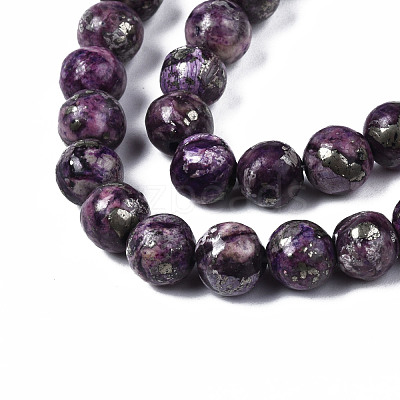 Assembled Synthetic Charoite and Pyrite Beads Strands G-S366-056-1