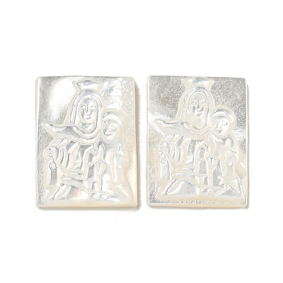 Carved Natural White Shell Cabochons SSHEL-N038-07-04-1