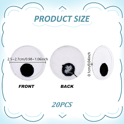 20Pcs Eyes Polyester Embroidery Iron on/Sew on Patches DIY-GA0010-06C-02-1