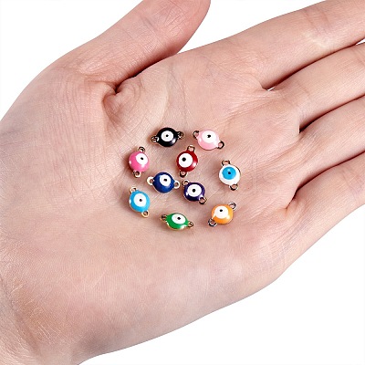 40Pcs 10 Colors PVD Vacuum Plating 304 Stainless Steel Enamel Links/Connectors STAS-SZ0001-50-1