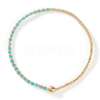 Glass Seed Beads & CCB Beads Stretch Bracelets TB4137-56-1