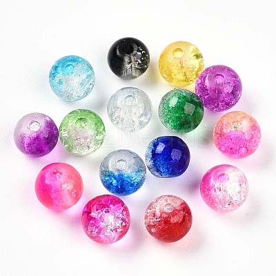 Baking Paint Transparent Crackle Glass Beads DGLA-Q018-6mm-M01-1
