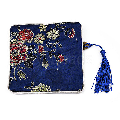 Chinese Brocade Tassel Zipper Jewelry Bag Gift Pouch ABAG-F005-08-1
