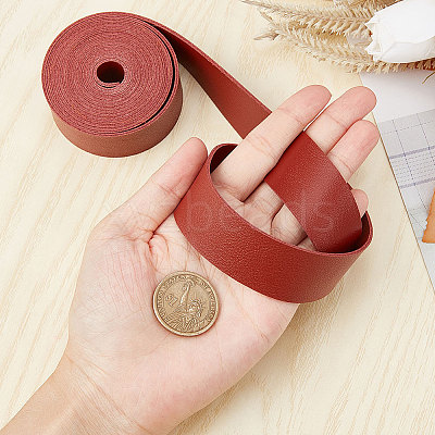 2M Flat Double Face Lychee Pattern Imitation Leather Band LC-WH0010-01A-03-1