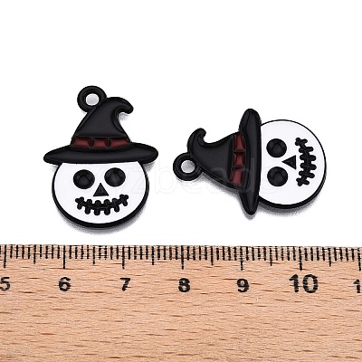 Halloween Theme Spray Painted Alloy Enamel Pendants ENAM-T020-09C-1