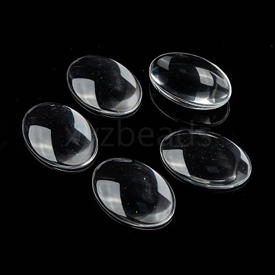 Transparent Oval Glass Cabochons GGLA-R022-35x25-1