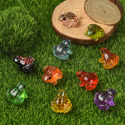 40Pcs 10 Colors Luminous Resin Frog Display Decorations RESI-SP0001-40-1