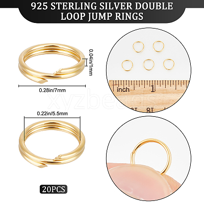 20Pcs 925 Sterling Silver Double Loop Jump Rings STER-BBC0002-11B-G-1