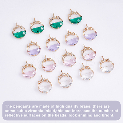 16Pcs 4 Colors Glass Pendants GLAA-GA0001-32-1