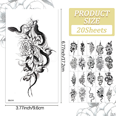 20Pcs 20 Styles Removable Temporary Water Proof Tattoos Paper Stickers DIY-CP0012-48A-1